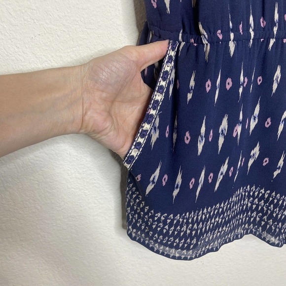 Joie Kayture Embroidered Silk Navy Romper S - Picture 4 of 11